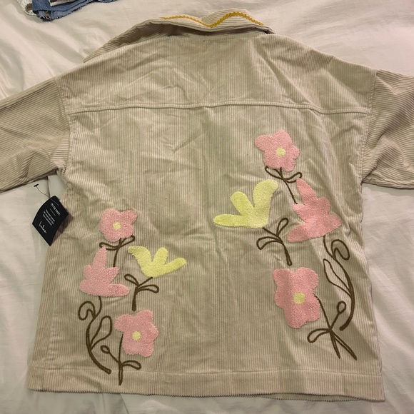 Kerry beige multi corduroy embroidered collared jacket - Picture 6 of 6